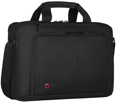 WENGER Source Laptop-Tasche zum Umhängen, Notebook bis 16 Zoll, Tabletfach bis 10 Zoll, Aktentasche, Organizer, 8 l, Damen Herren, Büro Business-Reisen Uni, Schwarz, 601066