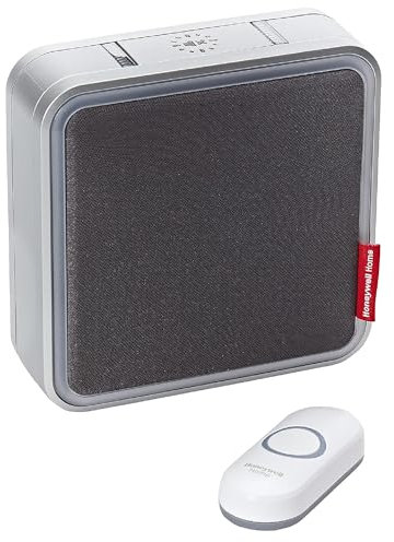 Honeywell Home DC917NG Series 9 Portable, Wireless LED Doorbell with Push Button & Customisable MP3 Melody (Grey)