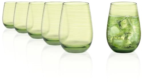 Stölzle Lausitz Twister Wassergläser Trinkgläser Grün 465 ml, 6er-Set | Grüne Wasser-, Saft- und Allroundgläser für Cocktails, hochwertiges bleifreies Kristallglas, stoßfest & spülmaschinengeeignet