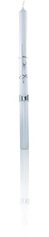 Wiedemann 202391.027 Kommunion-Konfirmationkerze, Wachs, Silber, 50 x 3 cm
