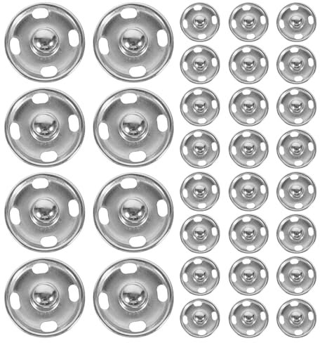 Rosenice Druckknöpfe aus Metall 15 mm für Kleidung und Lederwaren, Silbern, 50 Stück