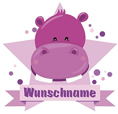Samunshi® Nilpferd Aufkleber mit Namen Autoaufkleber Namensaufkleber Kinder - 10x8,8cm mehrfarbig