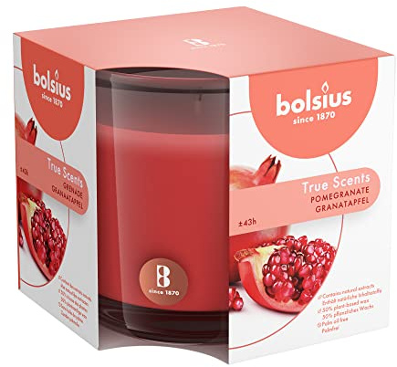 Bolsius - Grande Bougie Parfumée en Verre - Grenade - Rouge