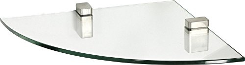 ib style® Glasregal | Eckregal | Viertelkreis |inkl. Befestigungsclip Cono Edelstahloptik | 3 Dekore | 8mm - 35x 35 cm - Weiß