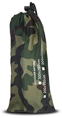 Abdeckplane, Camouflage, Militär, Zelt, Wandern, Camping, im Freien, leicht, mit Transporttasche mit Kordelzug für Wandern und Ausrüstung (3 x 2,9 m)