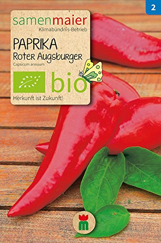 BIO Paprika Roter Augsburger Samen - früh rot abreifend, süß und knackig - Capsicum annuum - Aussaat Februar bis April - ca. 20 Korn - Samen Maier