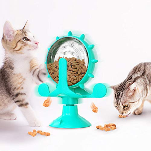 JR. Meet Jeux pour Chats, Jouet pour Chat Jeux Interactifs Chats Puzzle interactif Formation Plaque tournante Moulin à Vent Distributeur de Nourriture et Chats (Bleu)