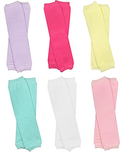 juDanzy 6 Pairs of Solid Baby, Toddler and Child Leg Warmers (Lavender, Hot Pink, Yellow, Aqua, White, Pink, One Size)