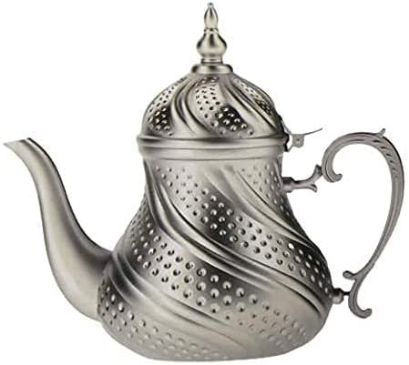 Tetera árabe realizada en Acero Inoxidable Tetera Inducción con Filtro Integrado y asa Auténtica Tradicional Modelo Grabado con Diseño Clásico de Arabe 1.2L