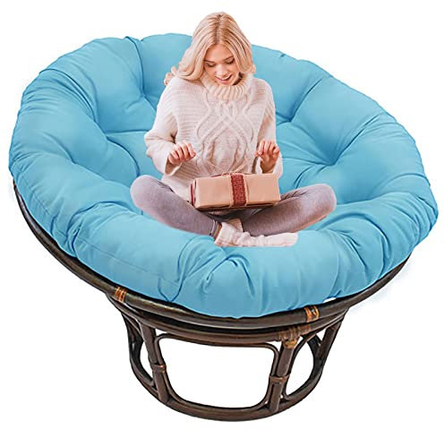 SRHWBF Papasan Sitzkissen Papasan Stuhlkissen Papasansessel Kissen mit Krawatten für Garten Camping extra großes bequemes Sitzkissen (NUR Kissen) (Navy Blue Ø160cm/63 in)
