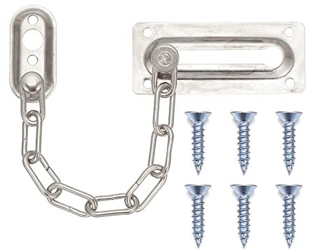 EYCFSJ Türschlösser Aus Edelstahl 2Pcs Sicherheit Türkette Messing Rutschsicherung Langlebige Türriegel Starke Sicherheitsschutz Restriktor Schloss Riegel Rutsche Sicherheitskette Silber