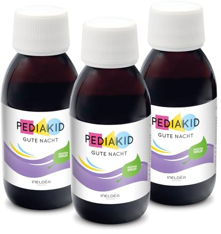 PEDIAKID Sirop Sommeil - Favorise l'endormissement- Bébé/Enfant 125ml x3 | Dès 6 mois, goût cerise, favorise l'endormissement, mélisse, camomille, lavande, marjolaine, sans conservateurs, sans gluten