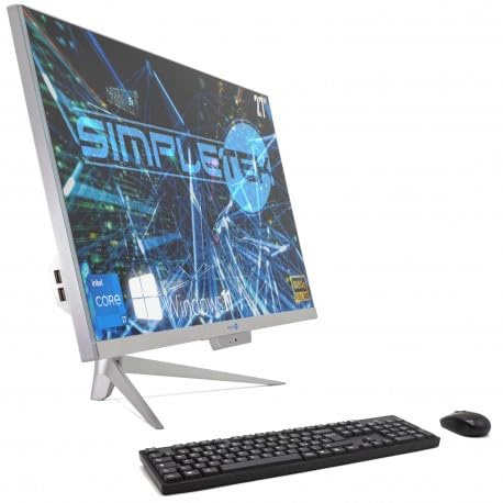 PC All in One RGB Core i7 Windows 11 Pro 27 Full HD RAM 8 Go SSD 240 Go | Webcam intégrée, WiFi5, Bluetooth | Ordinateur fixe de bureau tout-en-un Simpletek