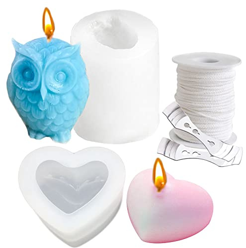 Zasiene Candle Making Kit 2 Stück Seifen Formen Tier Silikonform Eulen Formen ​Seifenform Kerze Silikonform Hausgemachte Seife Machen Form DIY Liebe Silikon Kerzenwachs Forme für Heimdekorationen