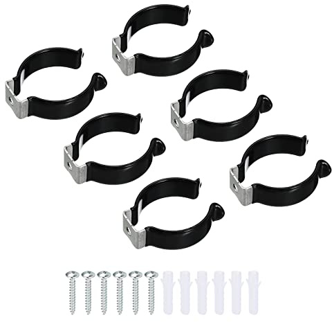 sourcing map 6Stk. T12 U Clips Halter Halterung LED Glühbirne Montagehalterung Edelstahl Led Streifen Clips Rohrschellen für Leuchtstoffröhrenhalter Schwarz