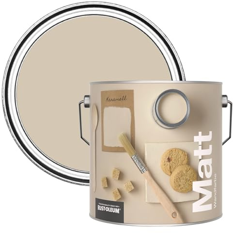 Rust-Oleum ultra strapazierfähige, extra deckende, abwaschbare, beige matte Wandfarbe - Karamell 2,5 Litres