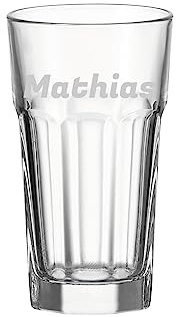 LUXENTU Longdrinkglas mit Gravur, Name horizontal, 340 ml, 1 Stück | Personalisierte Trinkgläser, Namensgravur, robustes Glas für Cocktails, Spülmaschinenfest