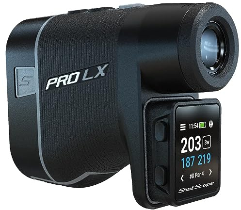 2023 Shot Scope PRO LX+ Rangefinder with Built-in Cart/Trolley Magnet, GPS Distances and Performance Tracking (Grey)