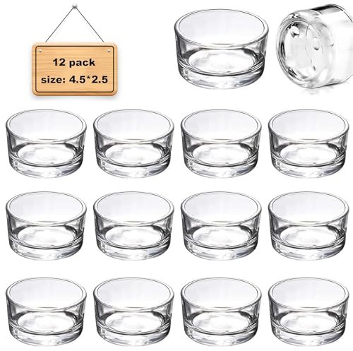 12er Pack Teelichtgläser Set,Teelichthalter 4.5 cm,Kerzenhalter Teelicht Glas,Klare Teelichthalter Glas Set,Klar Votivkerzenhalter Satz,für Kerzenhalter Weihnachten für Wohnzimmer Tisch Deko