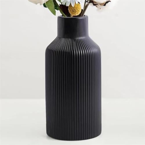 Hanaomaoyi Vase für Pampasgras，20cm Keramik Vase Schwarz Matt Rund Modern Design, Boho Style for deko Aesthetic, Blumenvase für Wohnzimmer, Schlafzimmer Dekoration, Einfach Nordic Stil(Schwarz)