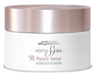 Home Spa Purple Sense Glow Bodylotion | pflegend mit Glycerin und Hyaluronsäure | Schimmerpigmente verleihen zarten Glow | angenehmer-blumiger Duft | 250 ml