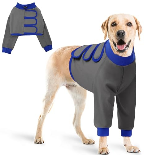 AOFITEE Hundebody Nach Op Hündin, Hundebody Nach Kastration Rüde Wundschutzanzüge für Große Hunde mit Beinen, Verstellbare Op Body Hund Anti-Wundlecken Ellenbogenbandage Hund Vorderbein