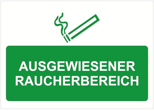Indigos UG - Schild Raucherbereich - 297x210 - Hotel, Firma, Schutz, KITA, Arzt, Praxis - Sicherheit - Warnung - Aluverbundplatte 3mm, Wohnung - Hinweisschild - Warnschild