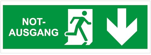 Indigos UG - Schild Notausgang - 210x75 - Hotel, Firma, Schutz, KITA, Arzt, Praxis - Sicherheit - Warnung - Aluverbundplatte 3mm, Wohnung - Hinweisschild - Warnschild
