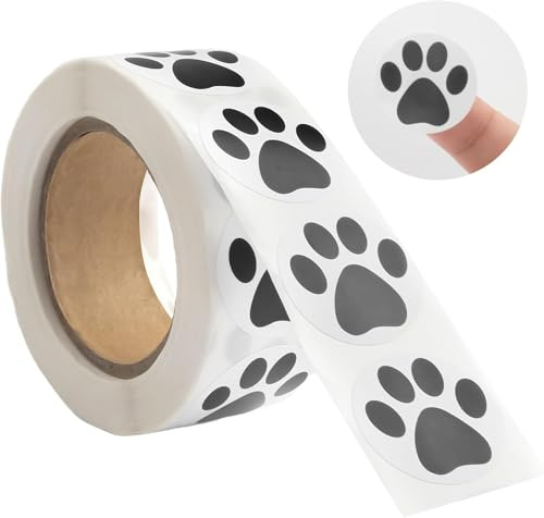 500 adesivi a forma di zampa, adesivi trasparenti da 1,5 pollici, adesivi per zampa di orso, rotolo per decorazioni di compleanno per bambini, buste, sigilli, biglietti, carta regalo