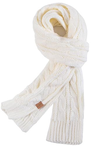 REDESS Bufanda de punto grande para mujer, cálida y larga, de lana de cachemira, gruesa para invierno, bufanda gruesa para mujer, Blanco, Talla única
