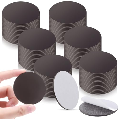 Dunzoom 50 puntos magnéticos redondos grandes a granel con respaldo adhesivo, flexible, 2.17 x 2 mm, círculo magnético grande con alternativa autoadhesiva a los imanes, hoja de cinta para