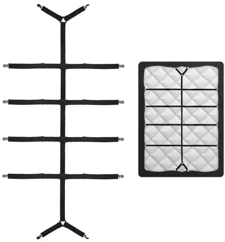 Spannbettlaken Spanner Verstellbar,Bettlaken Halter Rutschfest,Spanner für Bettlaken Unsichtbarkeit, Spannbettlaken Halter, Betttuchspanner mit Clip für Faltenfreie Bettlaken und Topper (Schwarz)