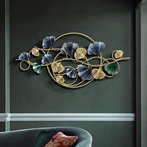 Suixtil Metall Wanddekoration Wanddekoration, Ginkgo Wandrelief, Wohnzimmer 3D hängende Skulptur Dekoration, 125 * 61cm
