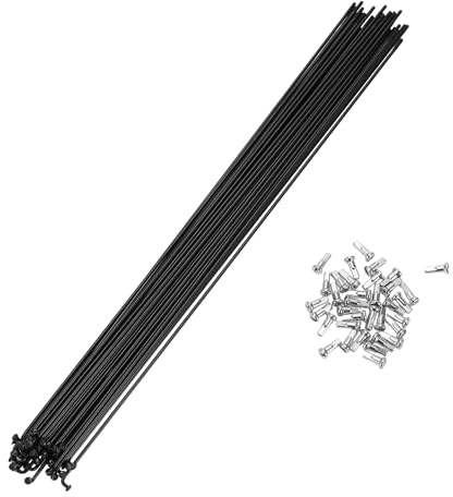 A ABSOPRO Radios 14G para Bicicleta De Montaña 36 Unidades 300Mm | Acero, Diámetro Cabeza 4Mm, Rosca M2X0.45, Diámetro Eje 2Mm