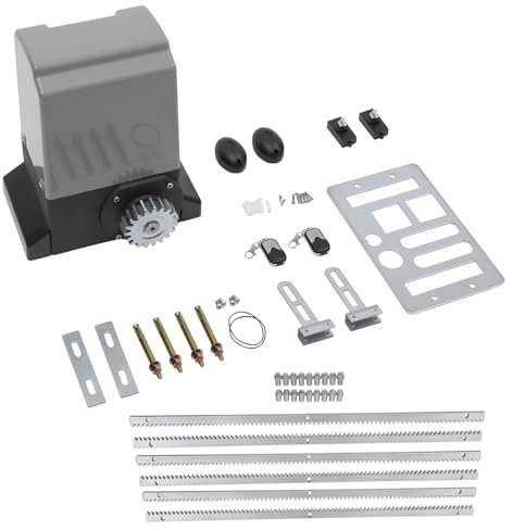 Levkitch Kit Apriporta scorrevole automatico, 370 W, Automazione Cancello Scorrevole con 2 Telecomandi Max. 600 kg,12 M/min,Apriporta Automatico Operatore per Giardino Garage