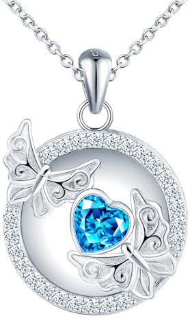 Medaillon zum Öffnen für Bilder Halskette Damen Silber 925 mit Kristalle:Herz Schmetterling Foto Kette Skelett-Bilder Anhänger Halskette Liebe Amulett Schmuck-Geschenk für Frauen Mama Freundin Mädchen