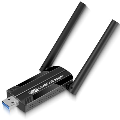 MEETOWN AX5400 USB WLAN Stick für PC, USB 3.0 WLAN Adapter PC Hohe Reichweite, WiFi 6E Dongle für Windows 10/11, 2.4G/5G/6G WPA3-Verschlüsselung, eingebauter Treiber, WLAN Adapter mit Geringer Latenz