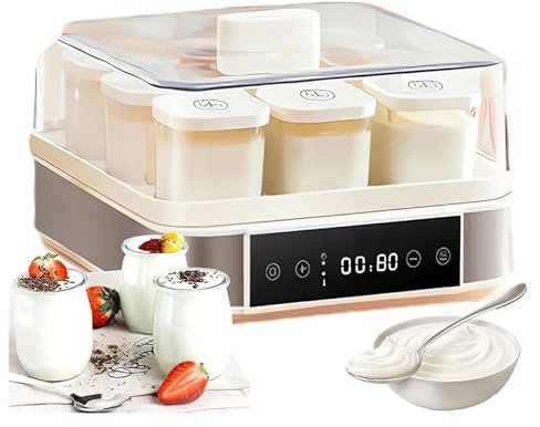 Automatic Yogurt Maker, Digital Yoghurt Maker Fermentation Machine with 9pcs Glass Jars, Adjustable Temperature & Time Control, Yogurt Incubator Rice Wine Maker Electric Fermenter for Home