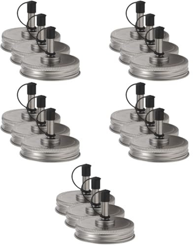 ABOOFAN 5 Juegos Tapas De Tarro De Albañil Bomba De Jarabe Chorro De Aceite Perillas Plug Bujias Botella para Aceite Boquillas Pulverizadoras Vertedor De Vino Tarro De Albañil 3 Piezas * 5