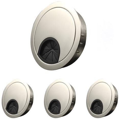 Pack of 4 Desk Grommets 60mm, Zinc Alloy Desk Cable Grommet for Office and Home Desk Cable Management(Grey)