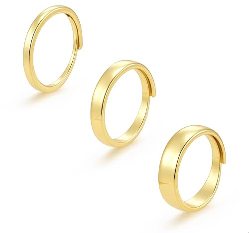 ALEXCRAFT Gold Plated Rings For Men Women Rings Women Gold Women'S Ring 2MM/4MM/6MM