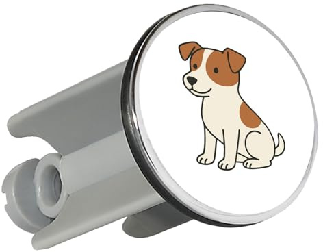 Huuraa Waschbeckenstöpsel Jack Russell Terrier Comic Jacky Geschenk | Universal Stopfen 4cm höhenverstellbar Abflussstopfen Geschenkidee Stöpsel mit Motiv für das Waschbecken
