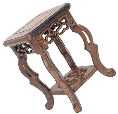 VICASKY Wood Flower Pot Base Miniature Jade Stone Bonsai Stand with Chicken Wing Wood 13x17.5cm Decorative Planter Holder for Indoor Balcony Gardening