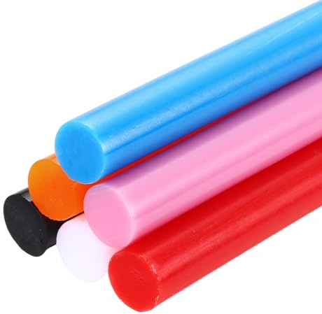 sourcing map 6pcs Full Size Hot Glue Sticks for Glue Gun 8-inch x 0.43-inch, 11 x 200mm 6 Colors Black, White, Bright Red, Sky Blue, Orange, Pink