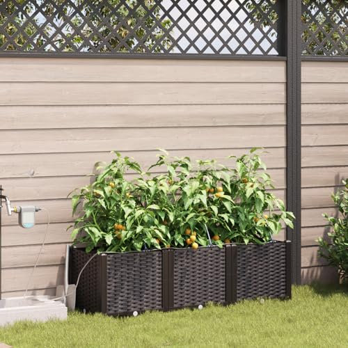 Snsowed Jardineras con Sistema de riego 3 pcs Marrón, Huerto Urbano Terraza, Jardineras Exterior, Jardineria Maceteros, Mesa De Cultivo, Huerto En Casa - 42002823