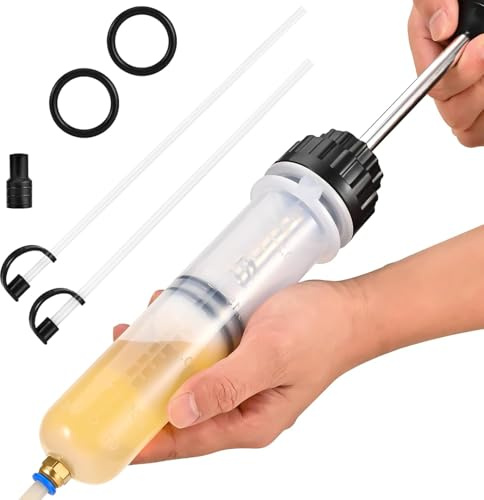 Siringa di aspirazione dell'olio da 200 mL Pompa Manuale a Siringa, Siringa di Aspirazione dell' Olio con 2 Tubi e Un Paio di Anelli di Gomma di Ricambio per Liquido dei Freni, Oli Trasmissione