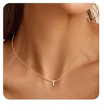 Turandoss Kette mit Buchstaben Kette Gold Halskette Damen Mädchen Goldkette | 14K Vergoldet Buchstaben Initialen Kette Gold Namenskette Schmuck, Geschenke für Frauen Mama Freundin Einschulung Mädchen