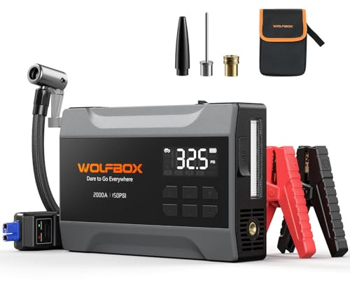 WOLFBOX 2000A Jump Starter Power Pack with Air Compressor 150PSI, MV10Air