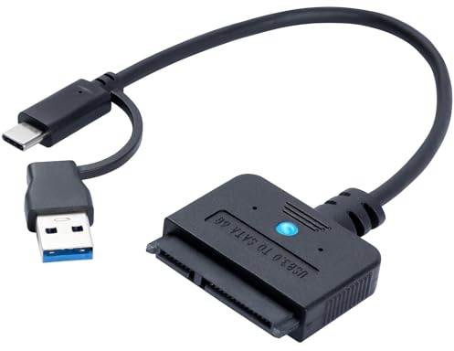 FARBOKO SATA USB Adapter für 2,5 Zoll SSD & HDD, 2-in-1 Type C/USB 3.0 zu SATA Adapter Kabel für SATAI/II/III SSD/HDD Festplatte