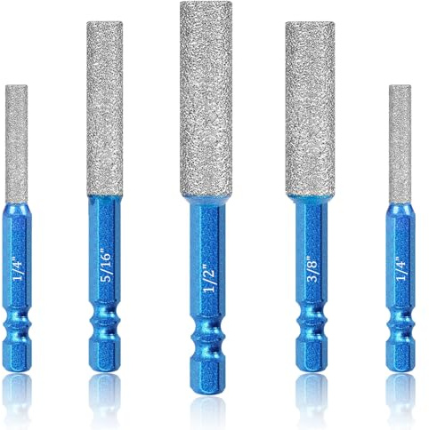 5pcs Tile Drill Bits Set, Dry Diamond Drill Bit for Porcelain,Granite, Ceramic, Marble Stone, Glass, Hard Materials - 6mm 8mm 10mm 12mm